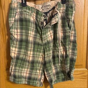 Abercrombie & Fitch Olive and Cream Plaid Shorts